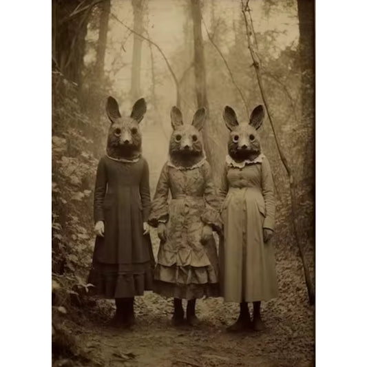 Victorian Rabbit Masks Dark Academia Gothic Halloween Art