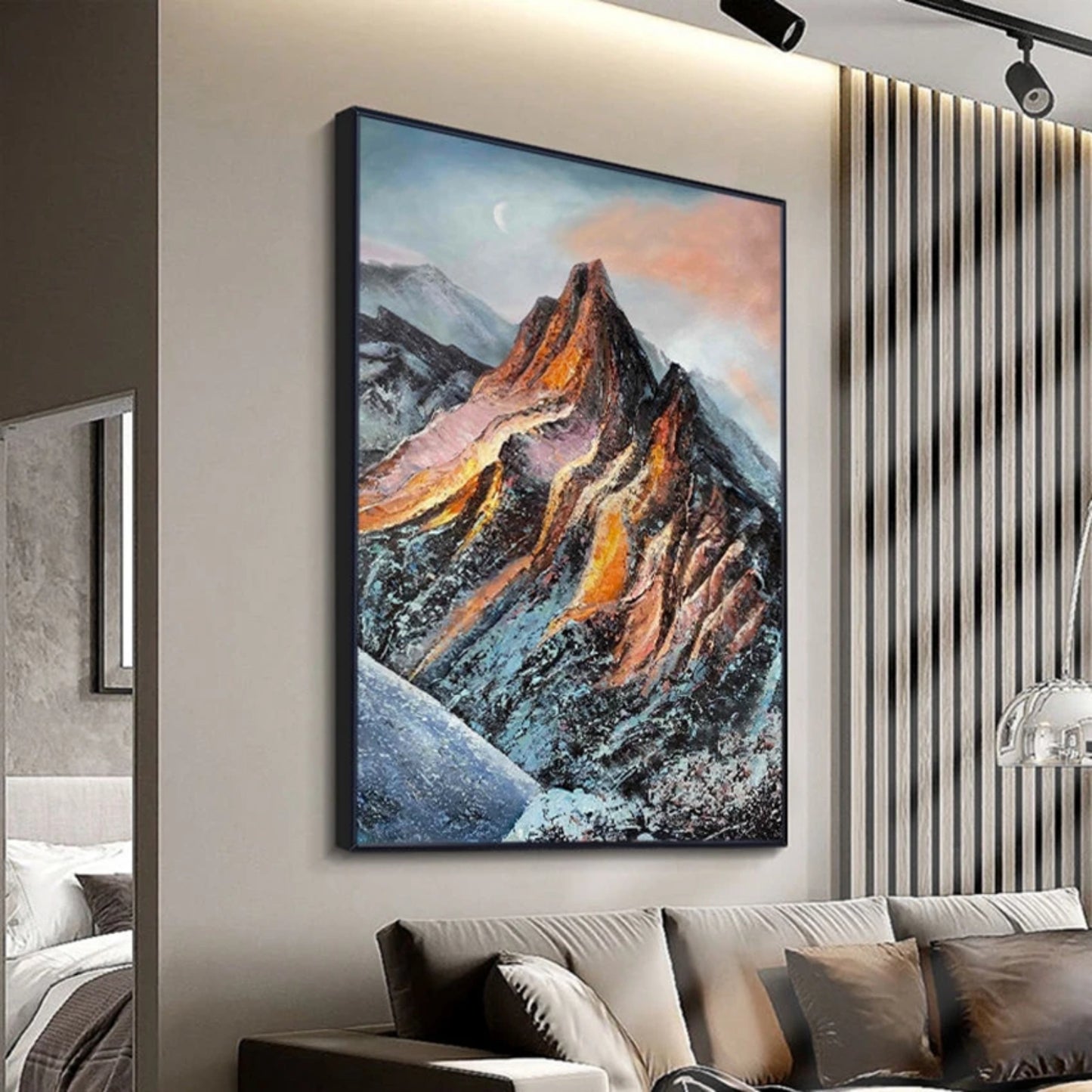 Vintage Mountain Oil Painting Handmade Canvas Art