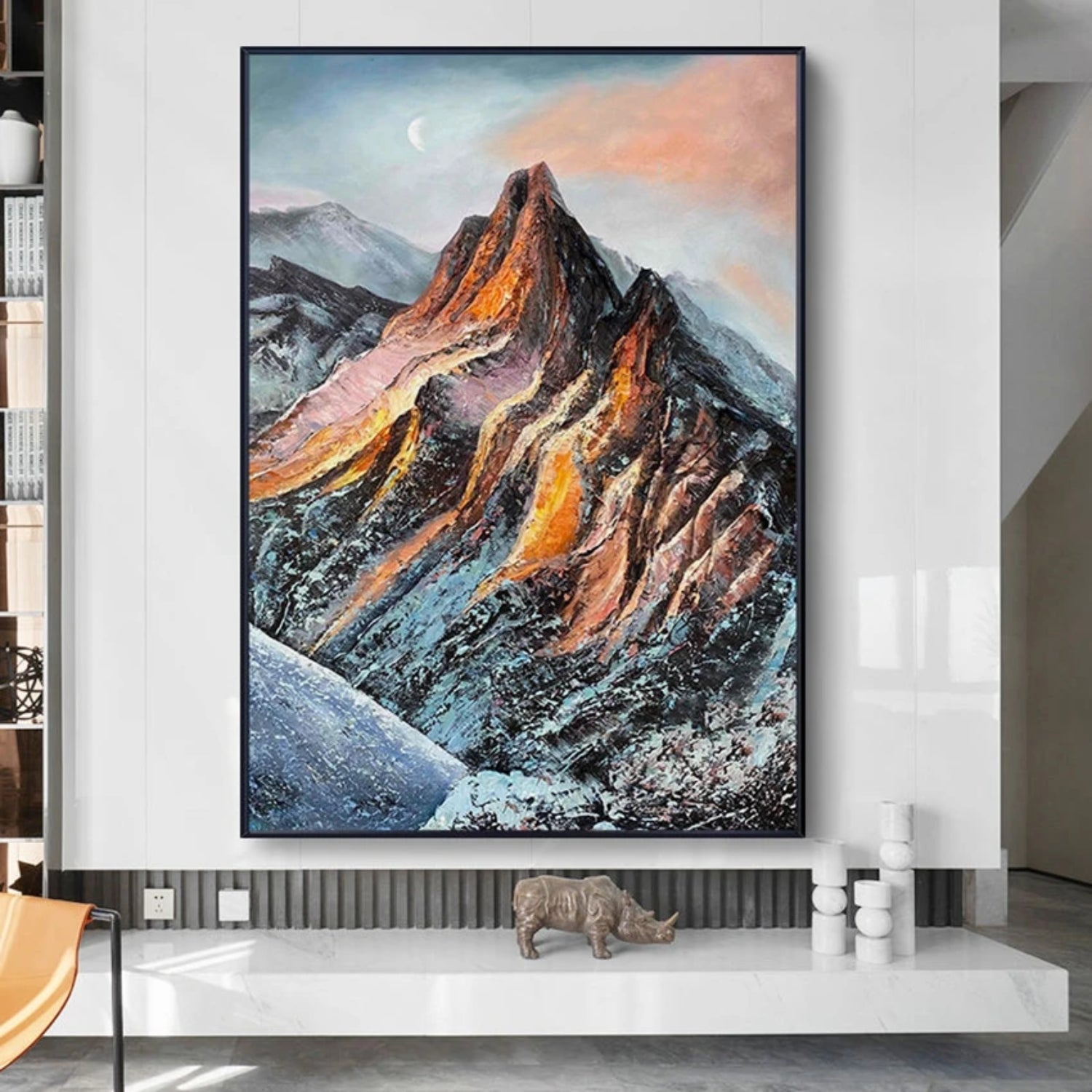 Vintage Mountain Oil Painting Handmade Canvas Art