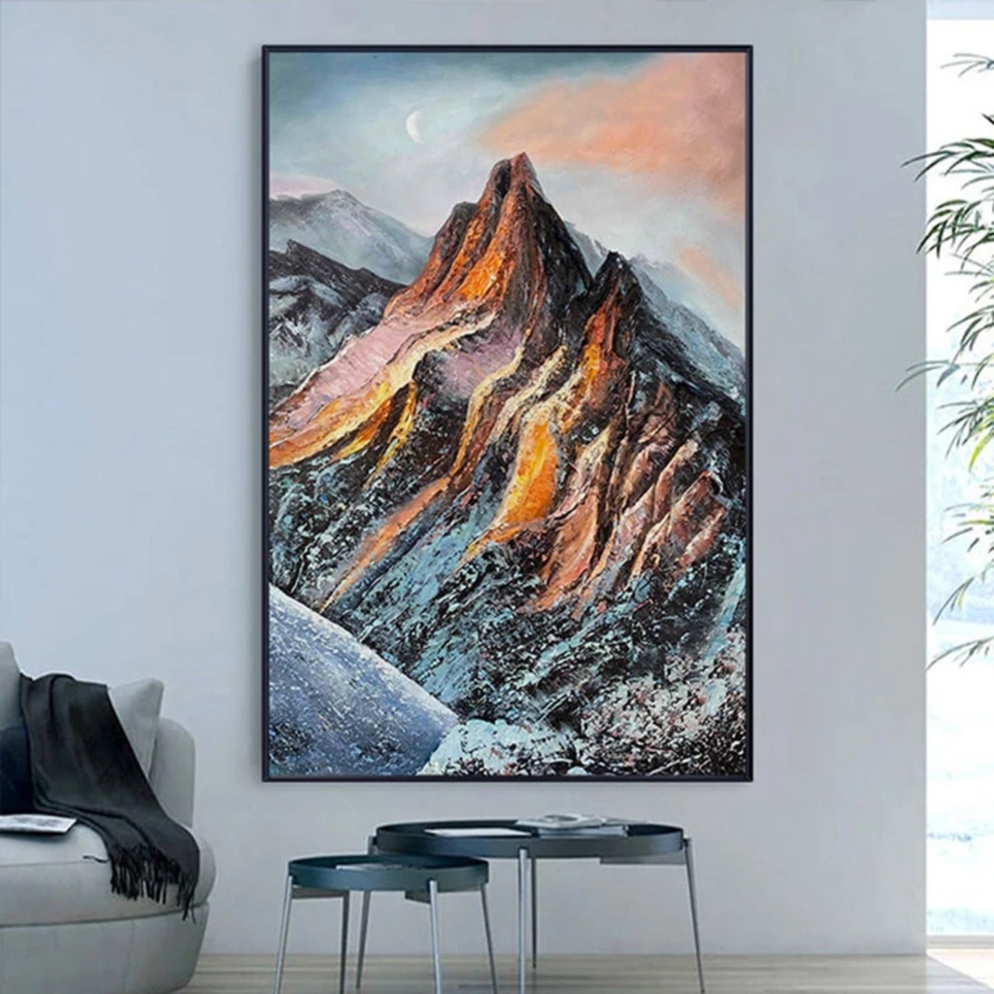 Vintage Mountain Oil Painting Handmade Canvas Art