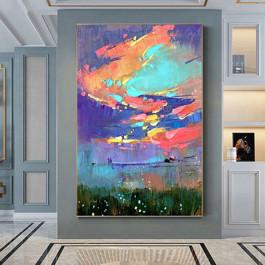 Vivid Dreamy Sky with Colourful Clouds Modern Painting