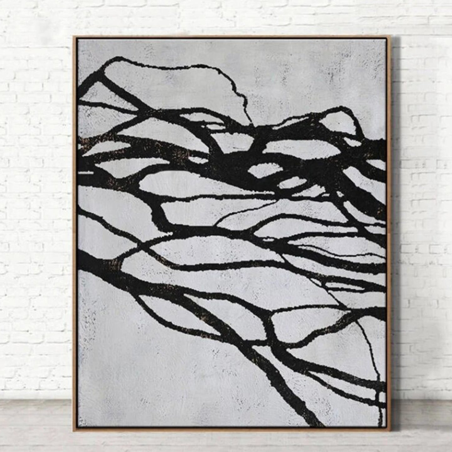 White and Black Mid-century Contemporary Artwork