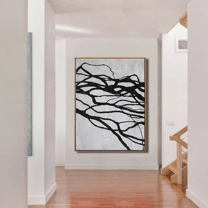White and Black Mid-century Contemporary Artwork