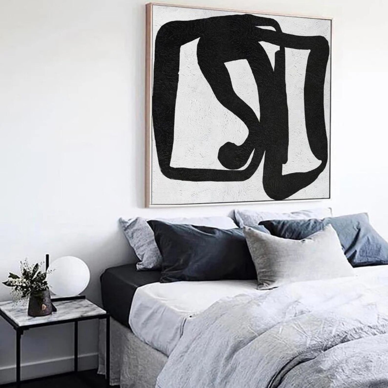 White and Black Minimalist Living Room Wall Art