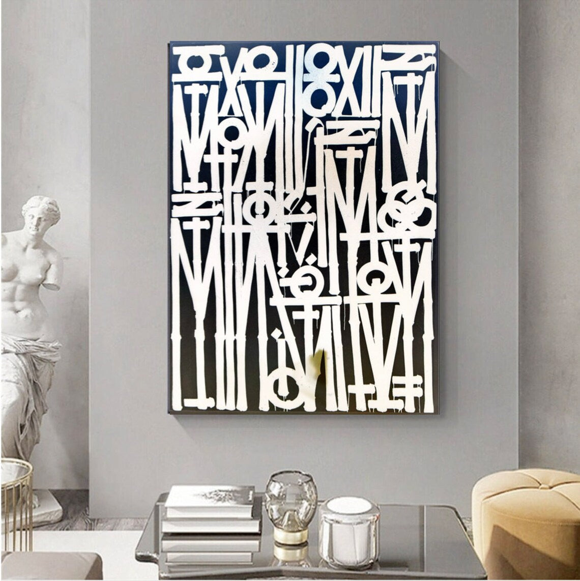 White and Black Retna Graffiti Oil Painting