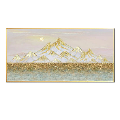 White mountains edged with gold-coloured lines above a dense gold-coloured band and pale blue-grey foreground.