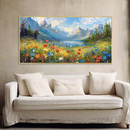 Wildflower Valley Colorful Mountain Landscape with Blooming Meadow