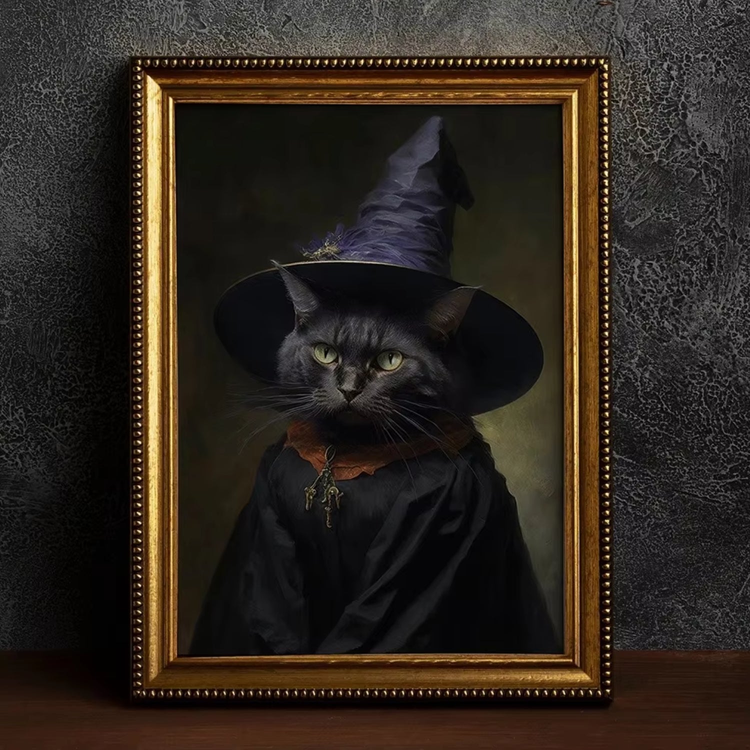 Witch Cat Dark Academia Gothic Halloween Wall Art