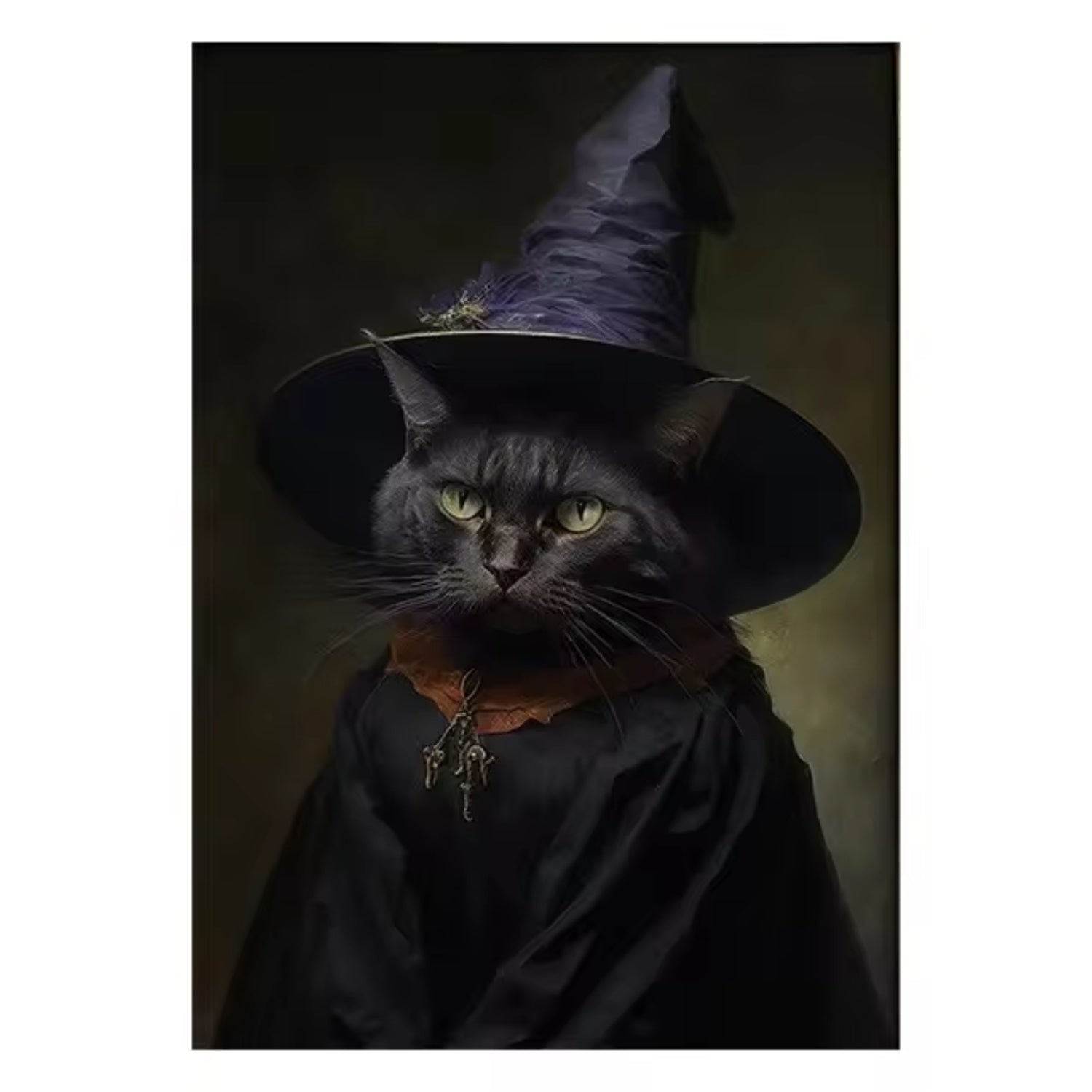 Witch Cat Dark Academia Gothic Halloween Wall Art