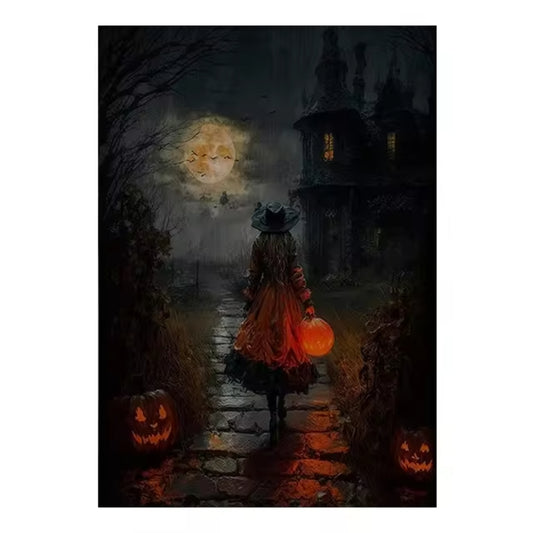 Witch's Moonlit Walk Gothic Victorian Halloween Wall Art