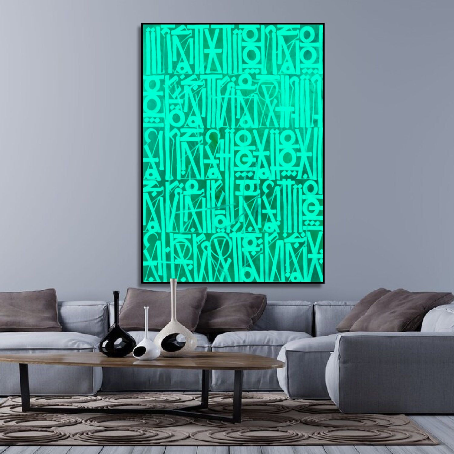 Acrylic Bright Green Calligraffiti Font Modern Painting