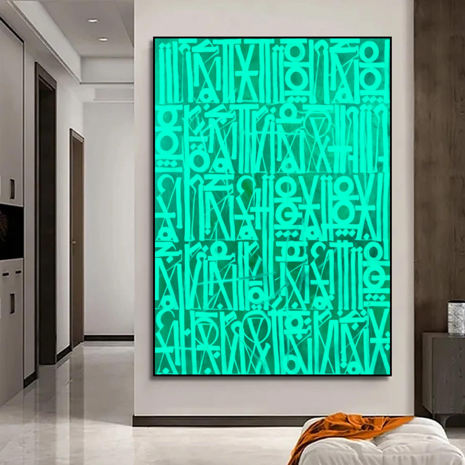 Acrylic Bright Green Calligraffiti Font Modern Painting