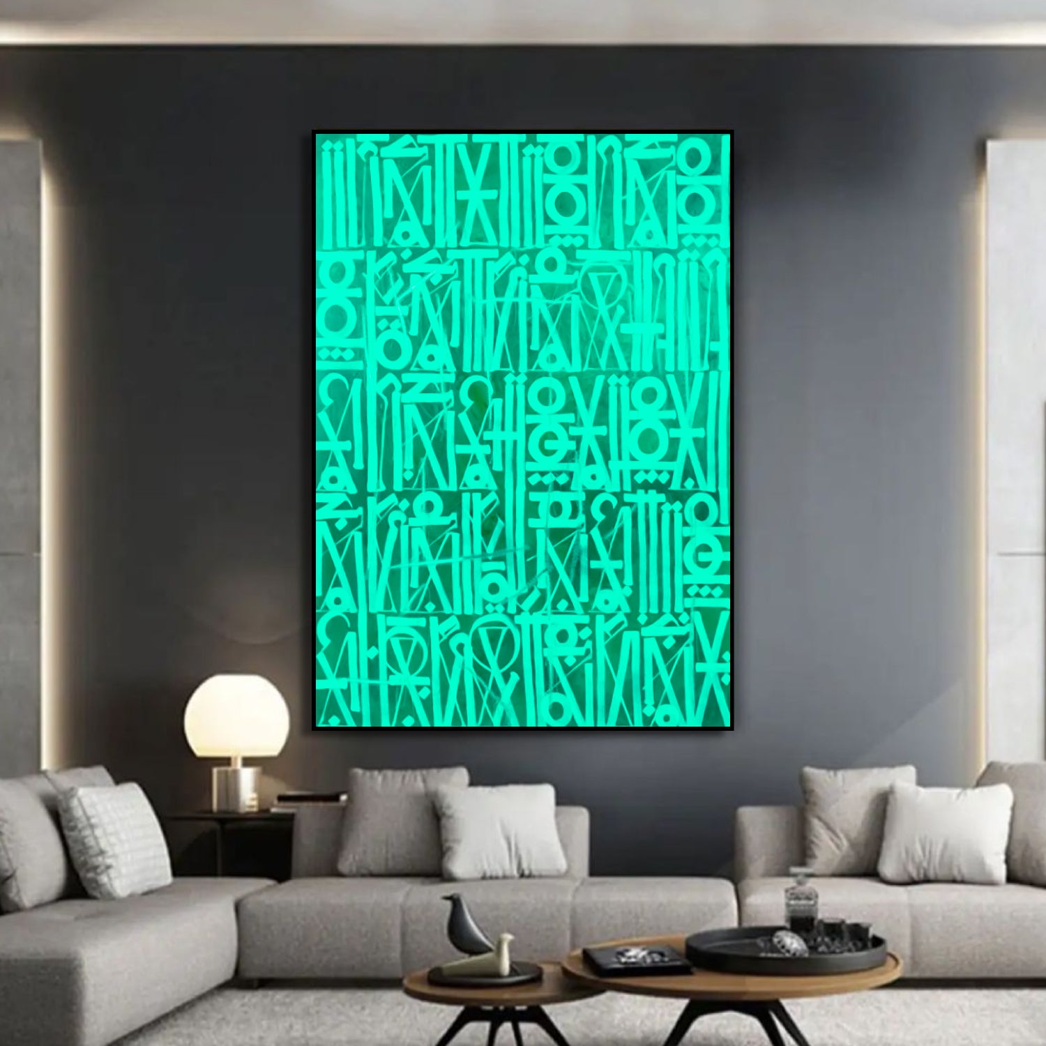 Acrylic Bright Green Calligraffiti Font Modern Painting