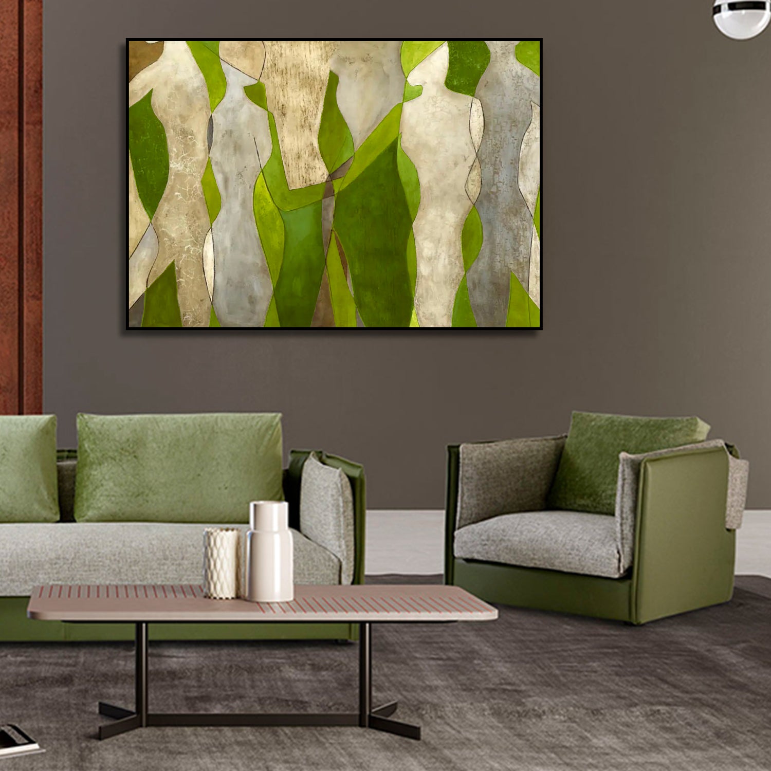 Beige and Green Harmony Characters Wall Artwork