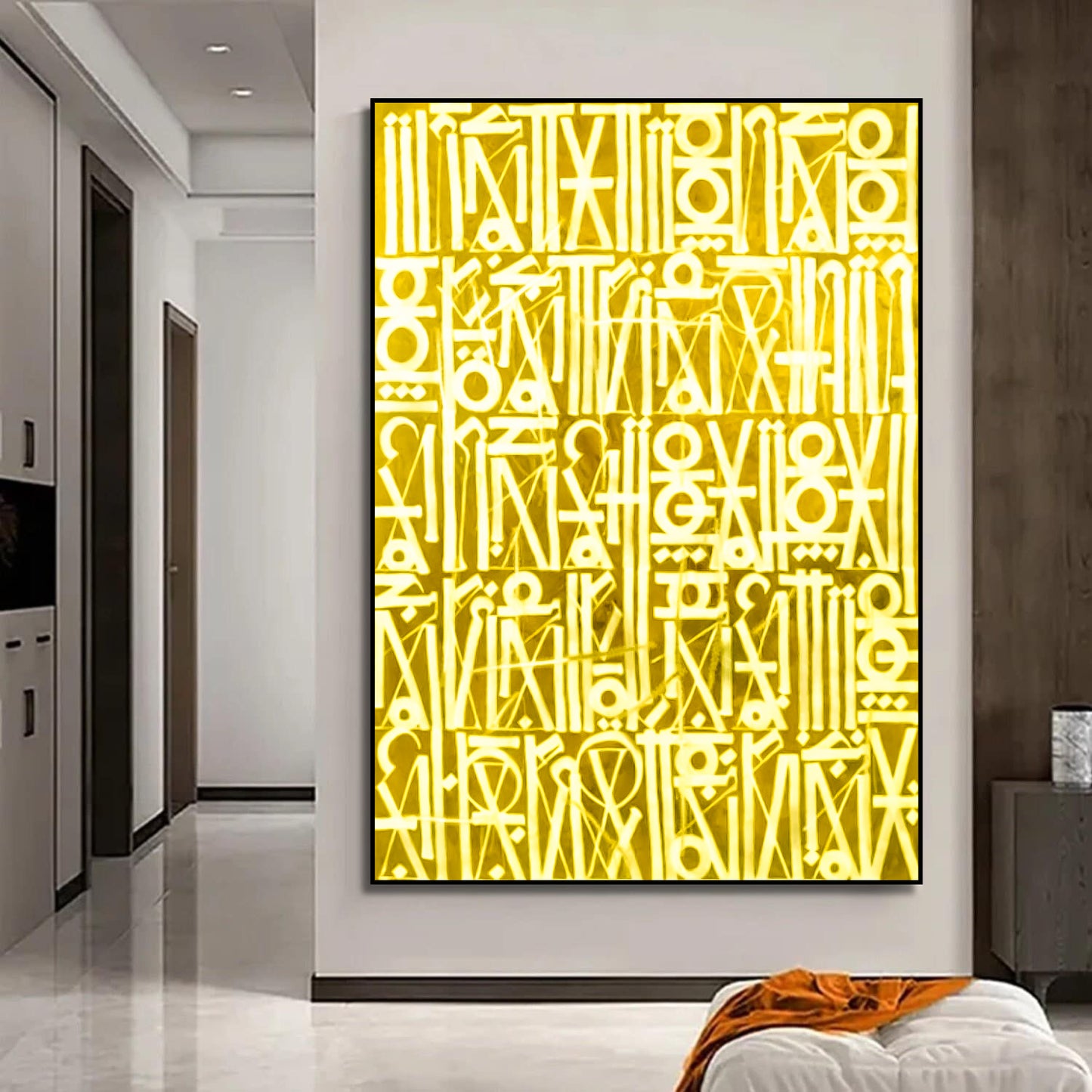 Brilliant Golden Retna Inspired Wall Hanging Art