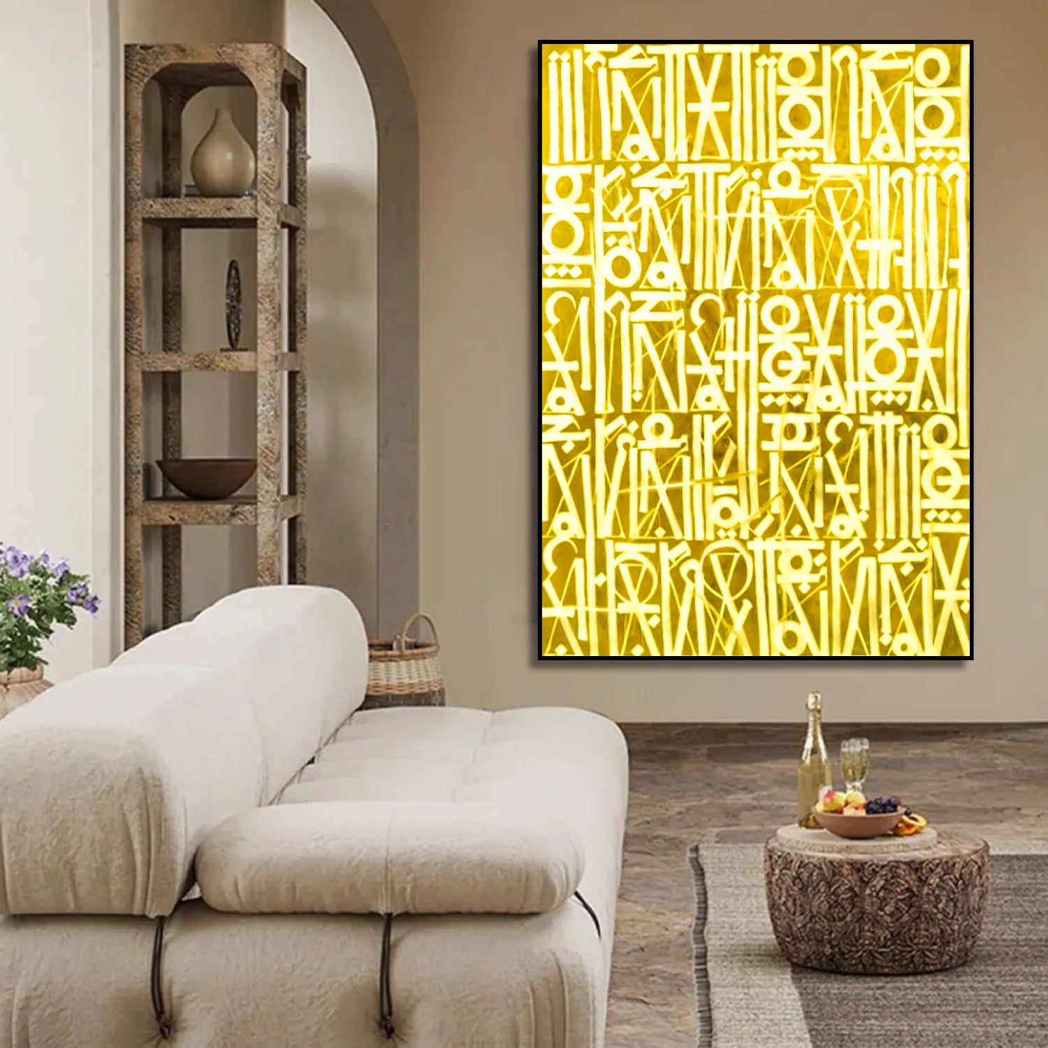 Brilliant Golden Retna Inspired Wall Hanging Art