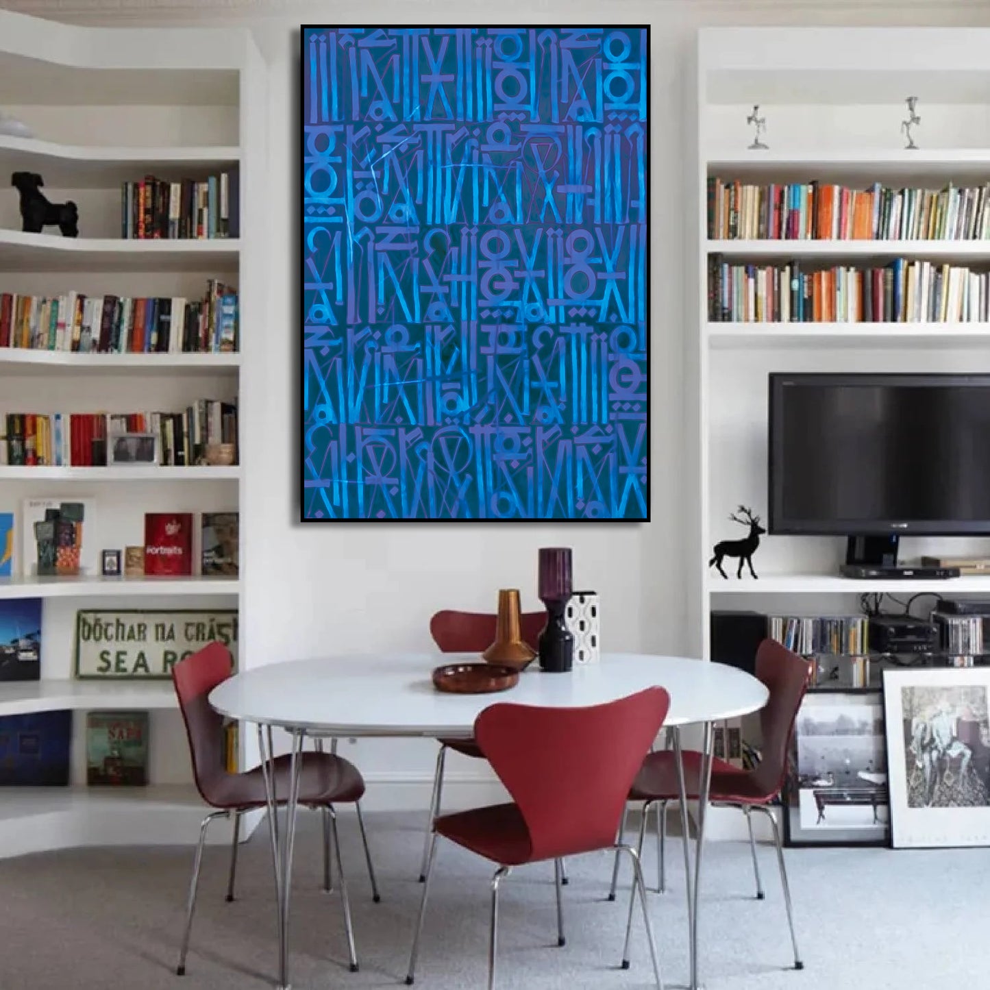 Dark Blue Retna Style Urban Expressionism Wall Artwork