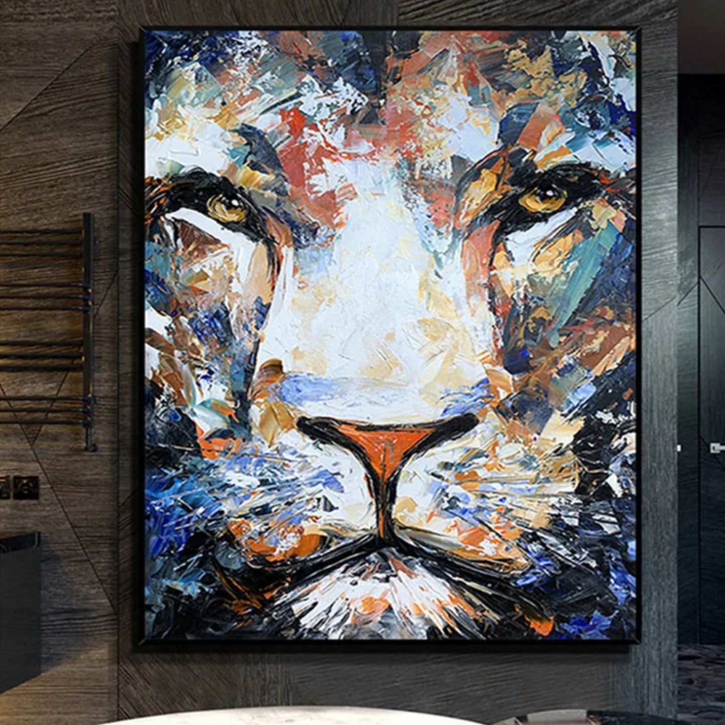 Colourful Lion Graffiti Art with Diamond Texture