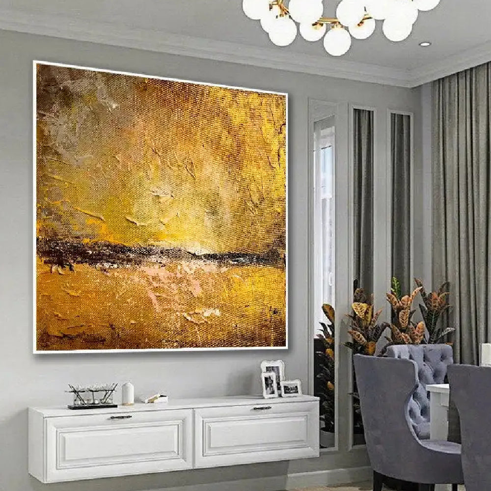 3D Textured Acrylic Gold Palette Knife Minimalist Art