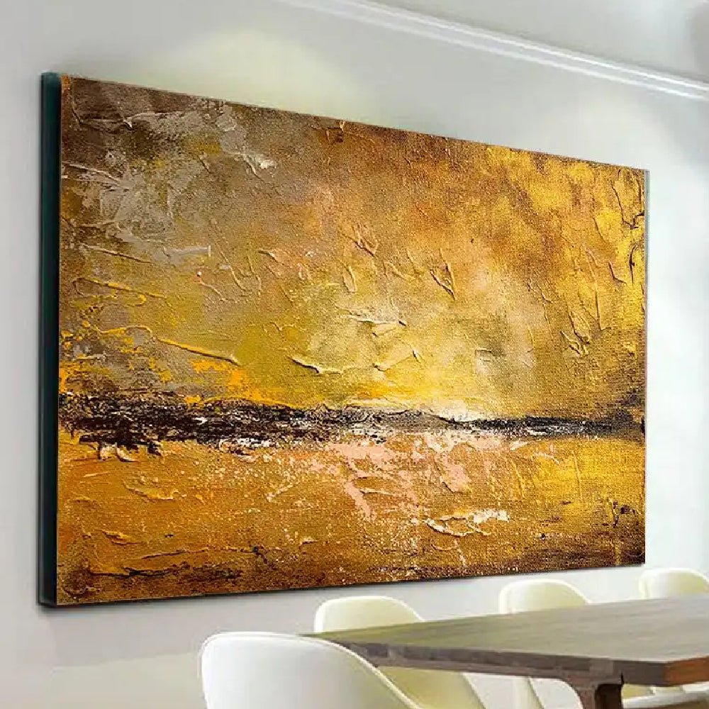 3D Textured Acrylic Gold Palette Knife Minimalist Art