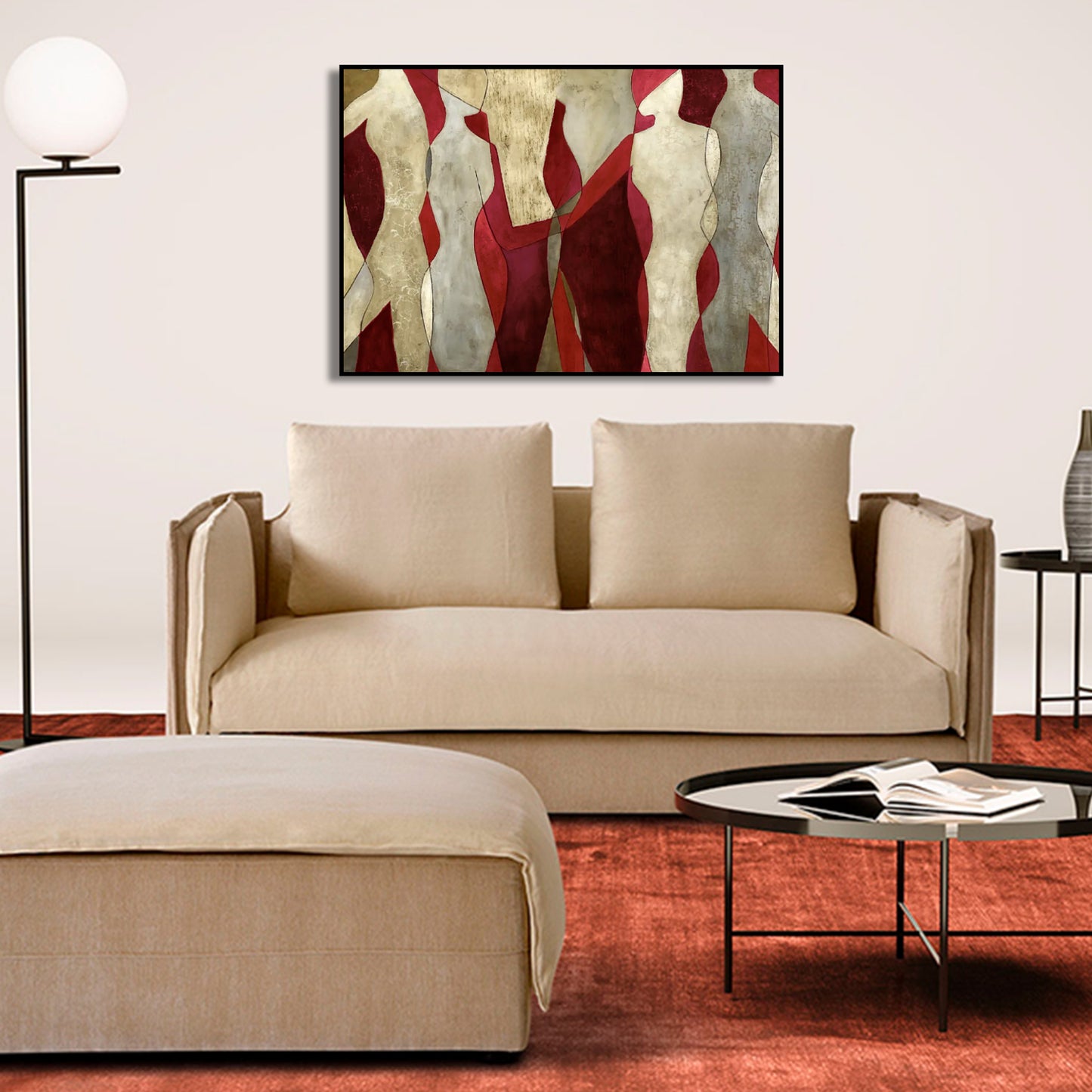 Modern Red & Gold Abstract Wall Art Decor