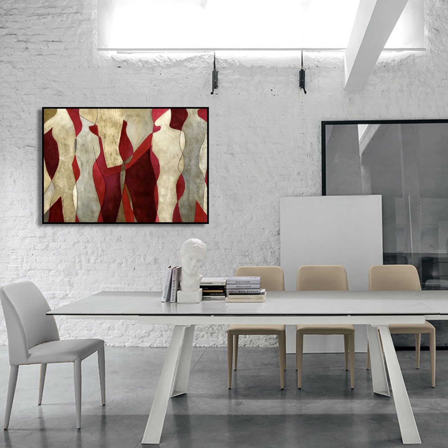 Modern Red & Gold Abstract Wall Art Decor