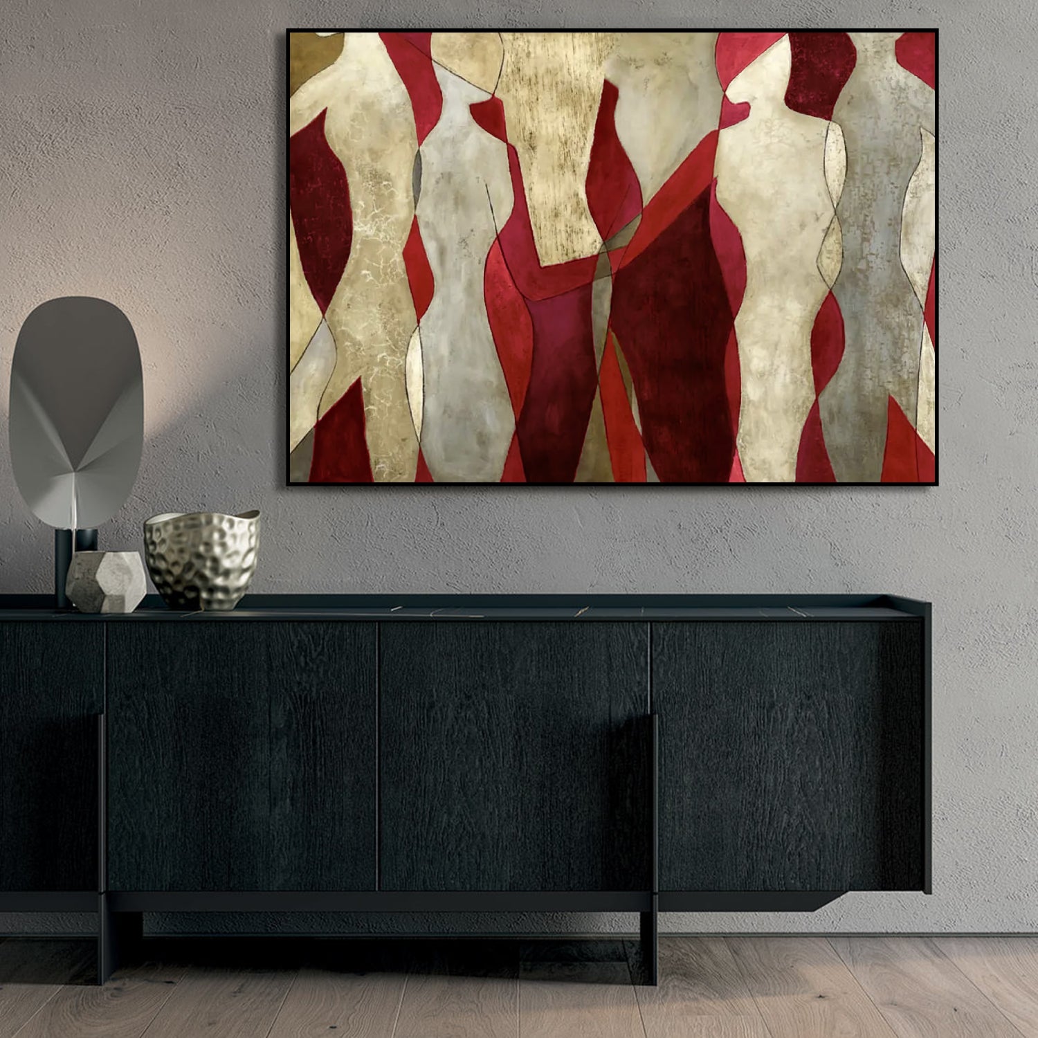 Modern Red & Gold Abstract Wall Art Decor