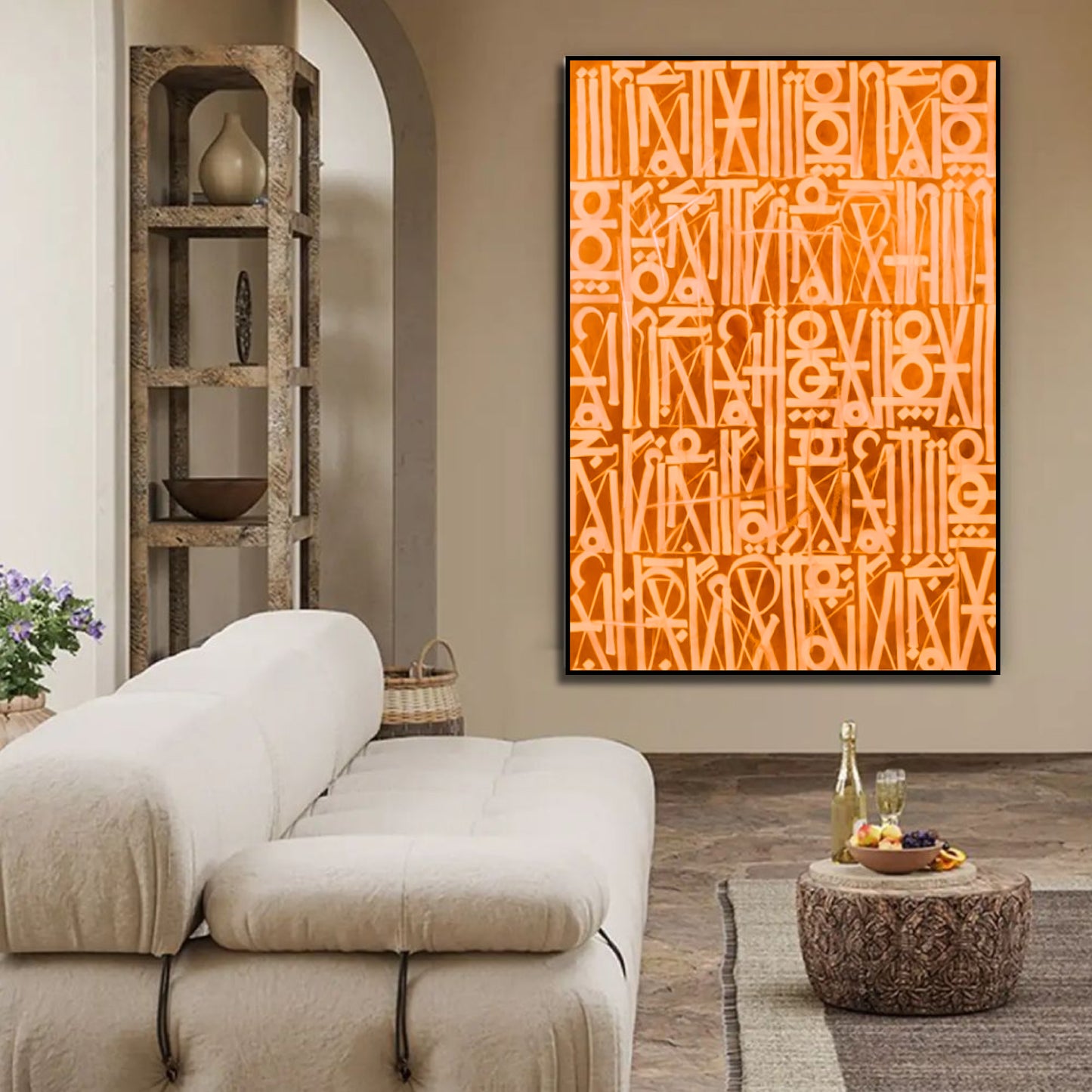 Radiant Orange Calligraphic Fonts Retna Style Art