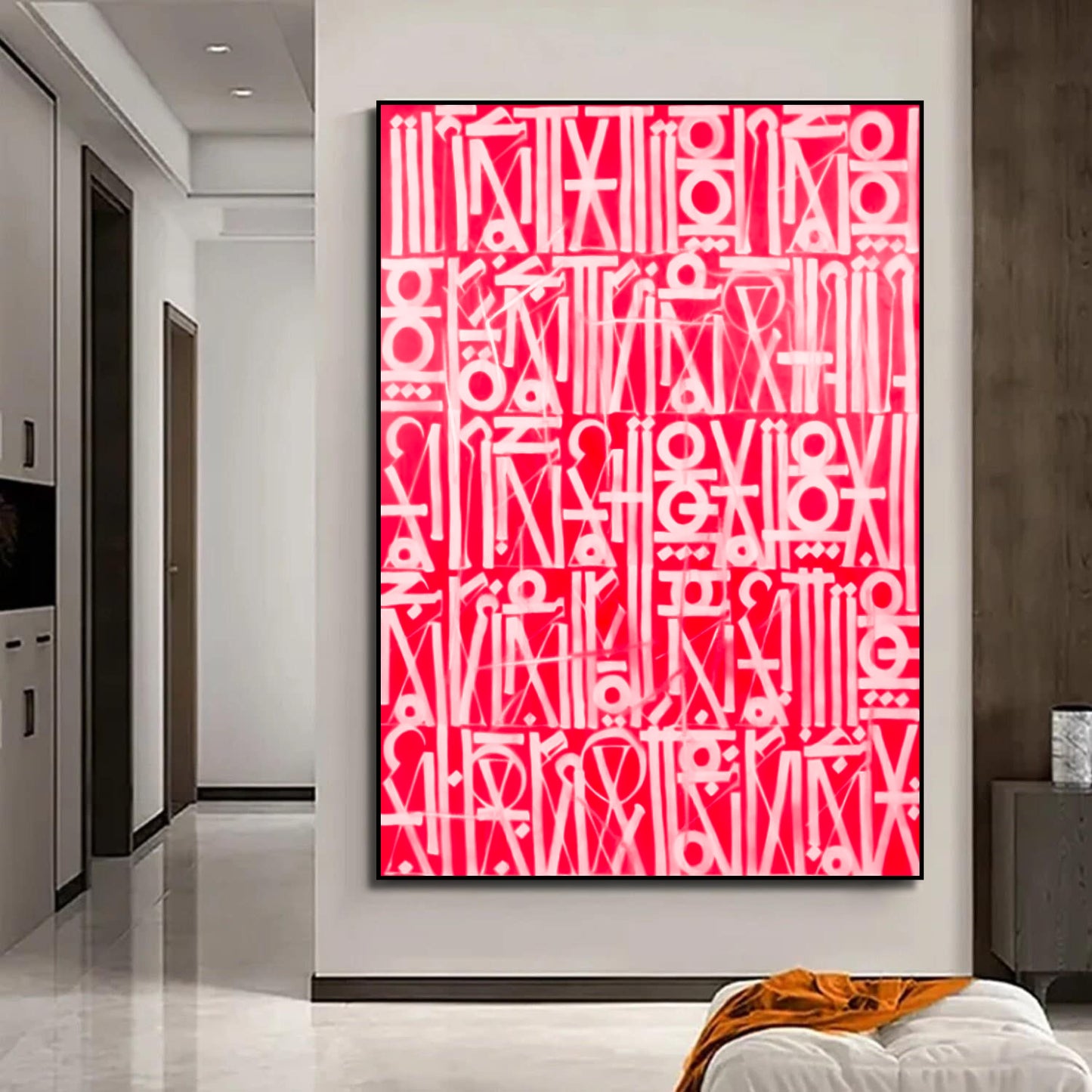 Modern Red Retna Reproduction Calligraphic Wall Art