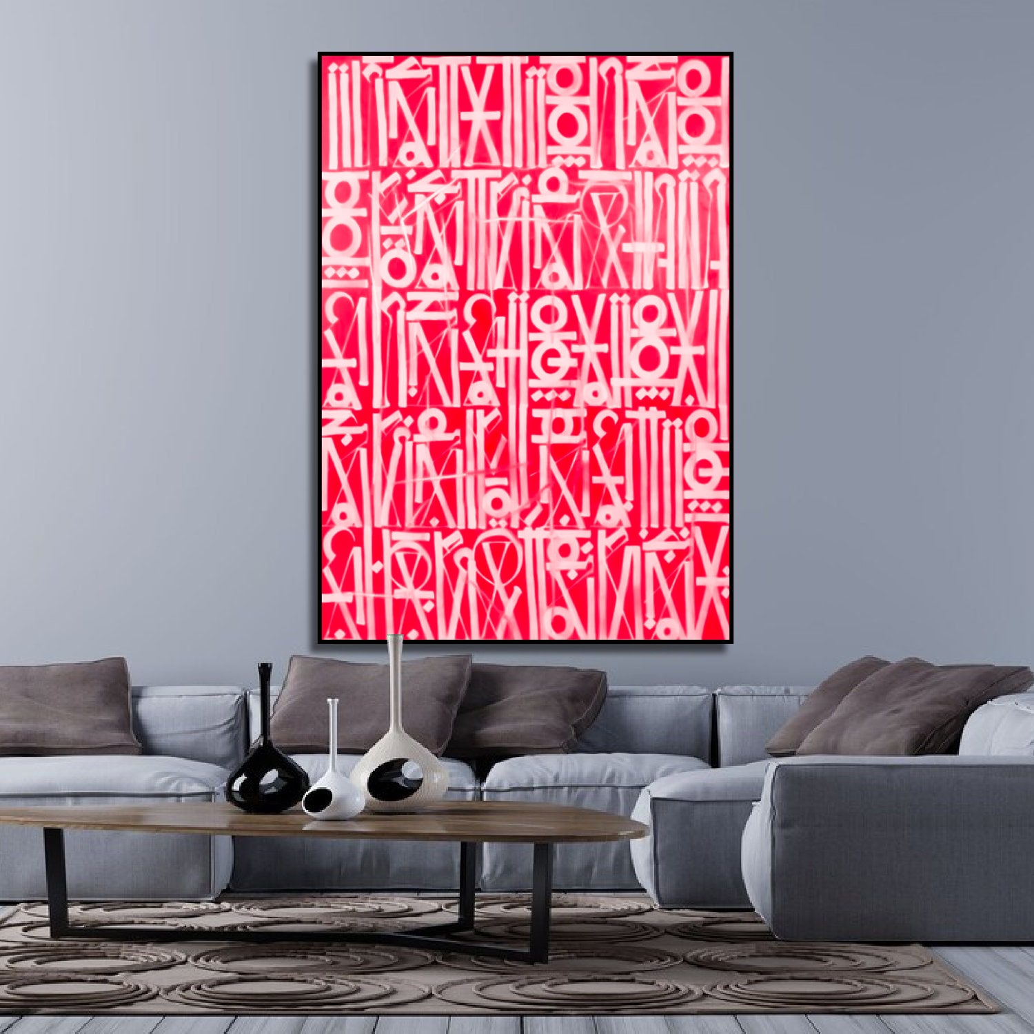 Modern Red Retna Reproduction Calligraphic Wall Art