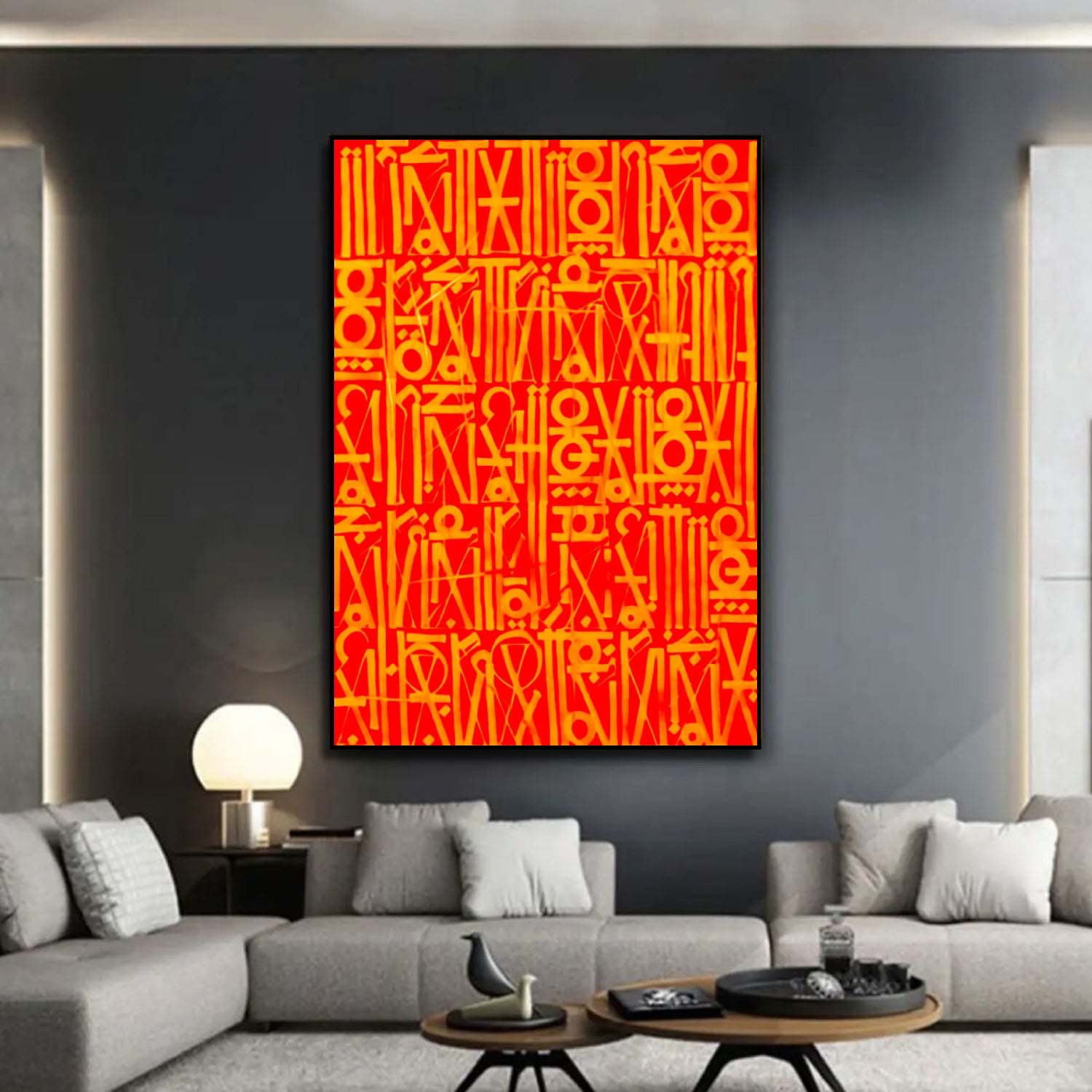 Vivid Red Calligraffiti Retna Style Canvas Painting