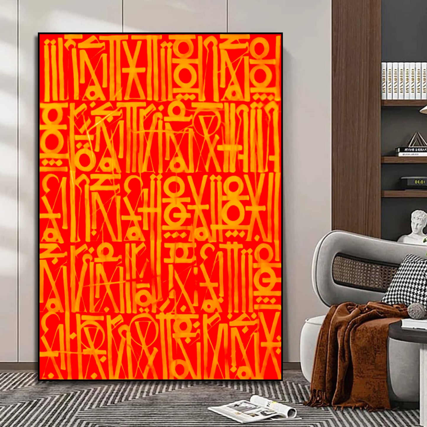 Vivid Red Calligraffiti Retna Style Canvas Painting