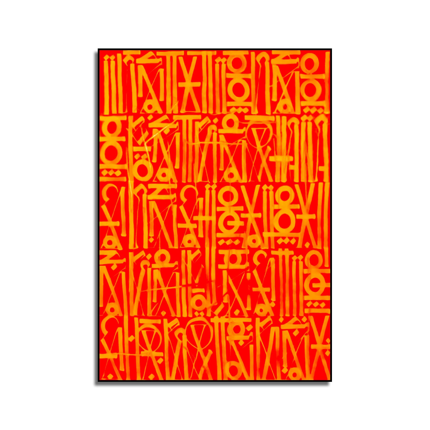 Vivid Red Calligraffiti Retna Style Canvas Painting