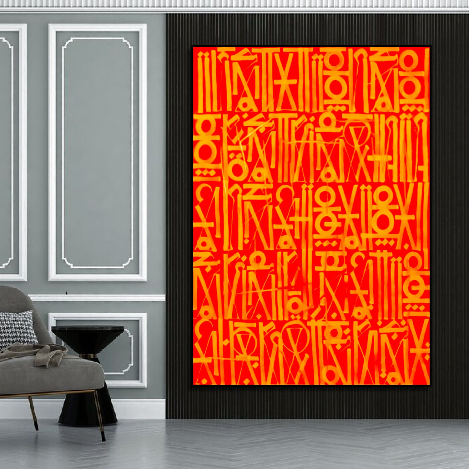 Vivid Red Calligraffiti Retna Style Canvas Painting