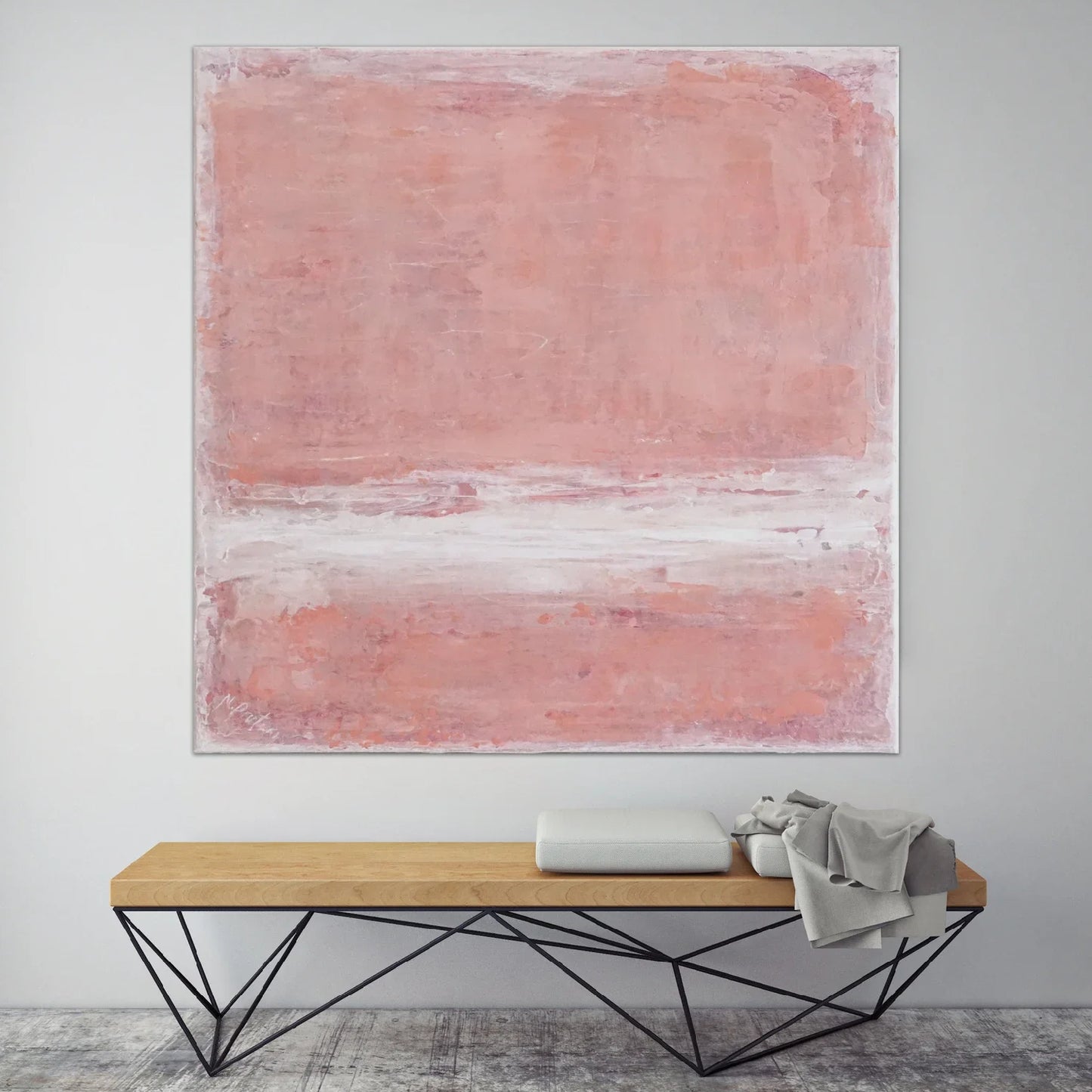 Abstract Blush Pink Minimalist Textured Artwork