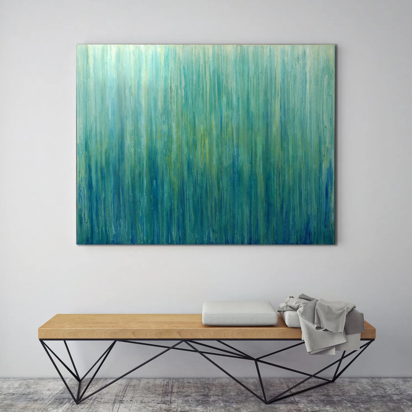 Abstract Green Brushstrokes Minimal Textured Art