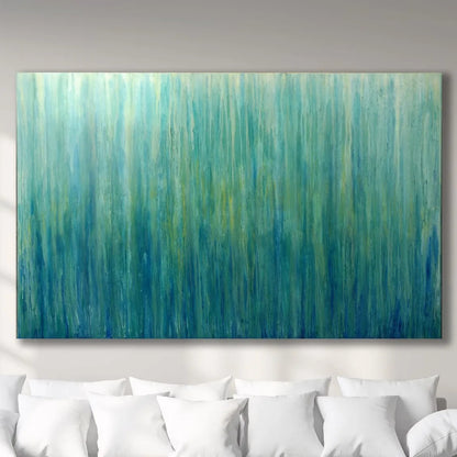 Abstract Green Brushstrokes Minimal Textured Art