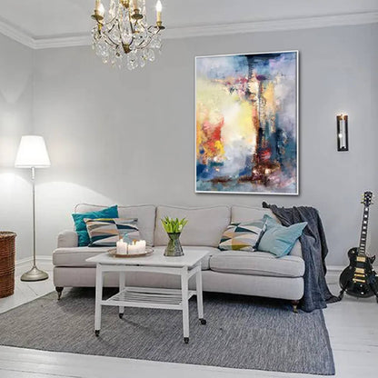 Acrylic Blue Yellow Texture Abstract Wall Painting