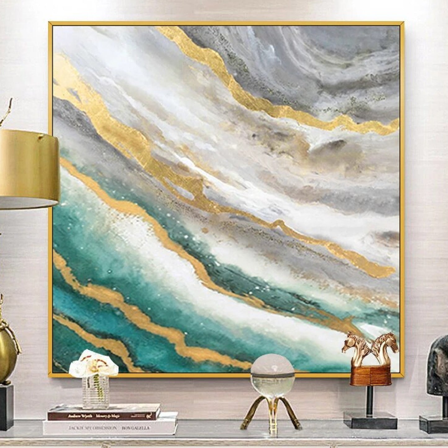 American Marble Style Fluid Abstract Wall Painting