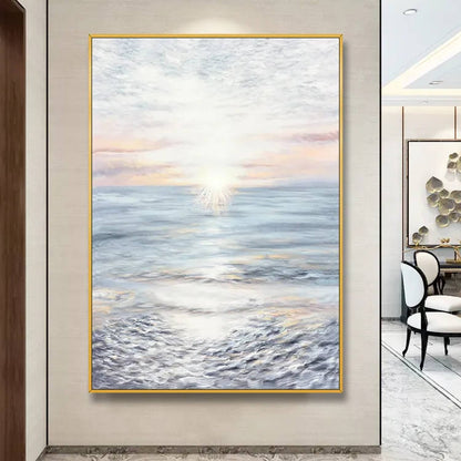 Elegant Ocean Morning View Large Abstract Painting