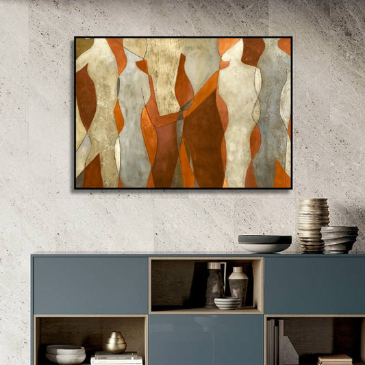 Gorgeous Gold and Orange Dancing Minimal Wall Art