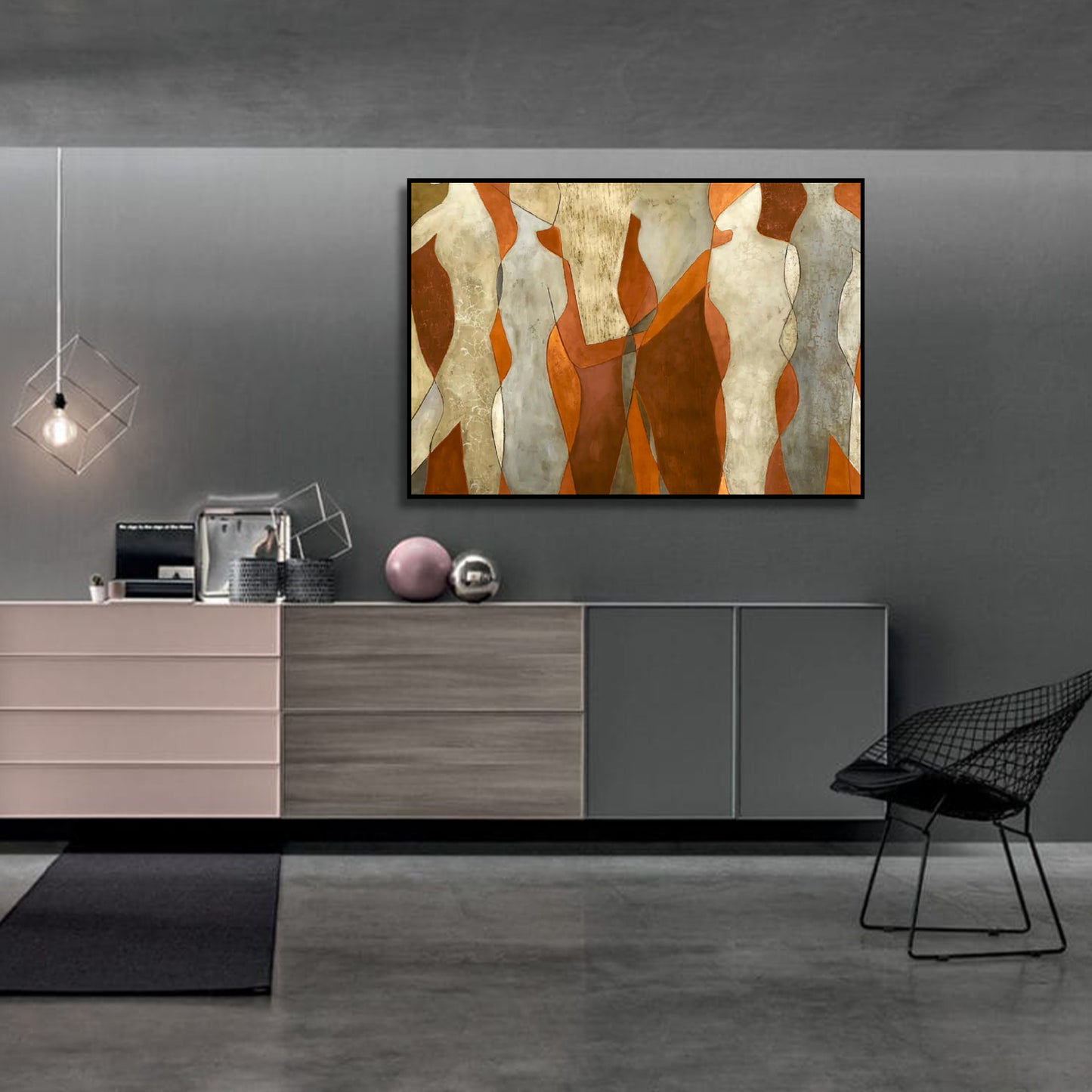 Gorgeous Gold and Orange Dancing Minimal Wall Art