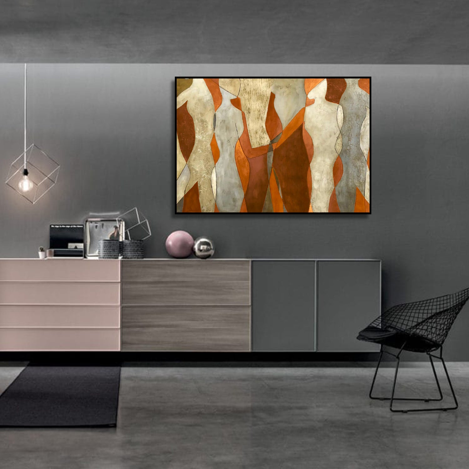 Gorgeous Gold and Orange Dancing Minimal Wall Art