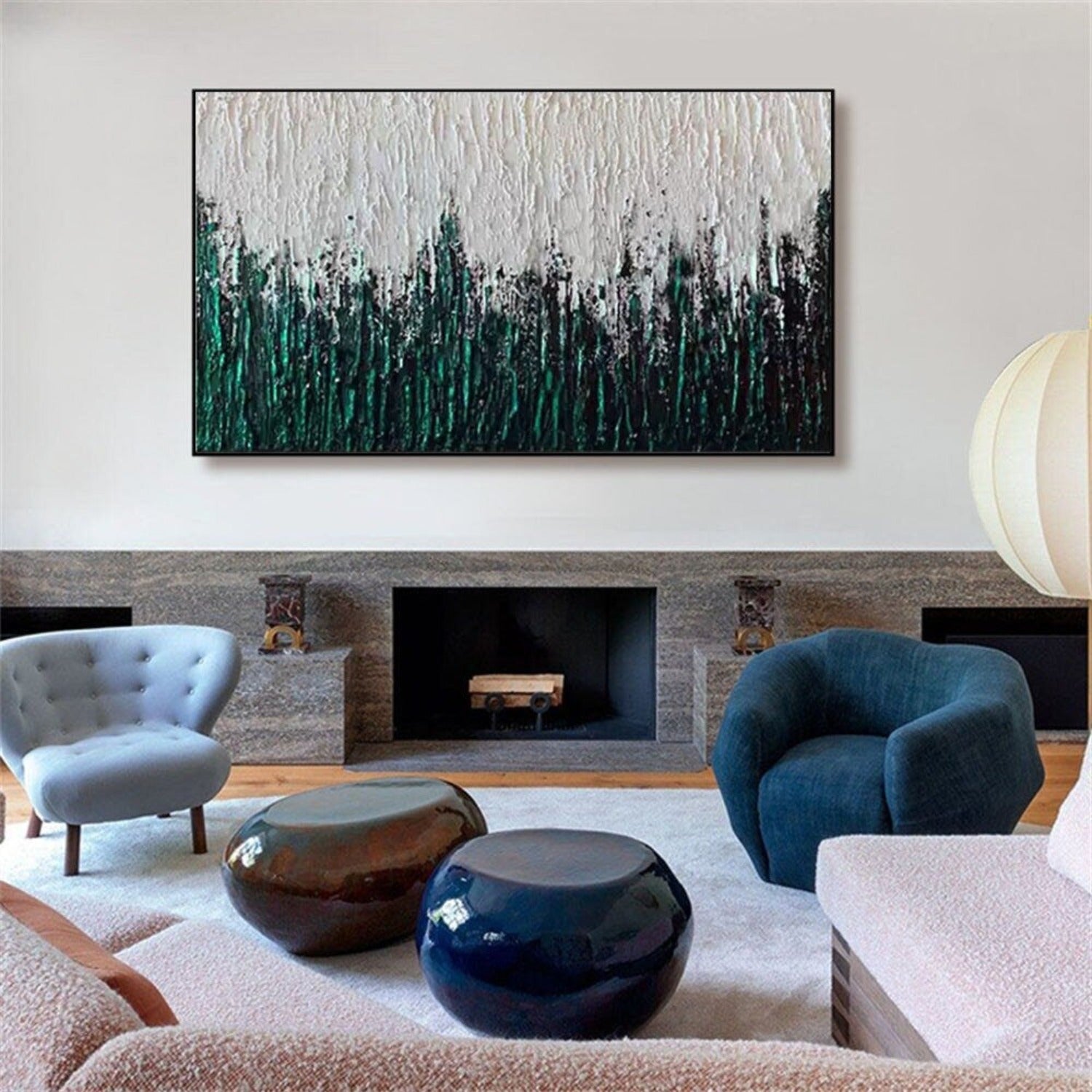 Acrylic Green Field 3D Textured Palette Knife Art