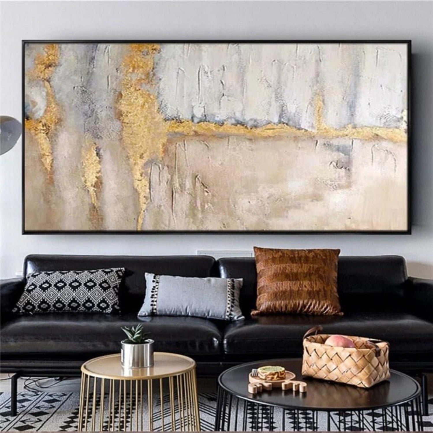 Textured Beige Gold Grey 100% Hand Painted Artwork