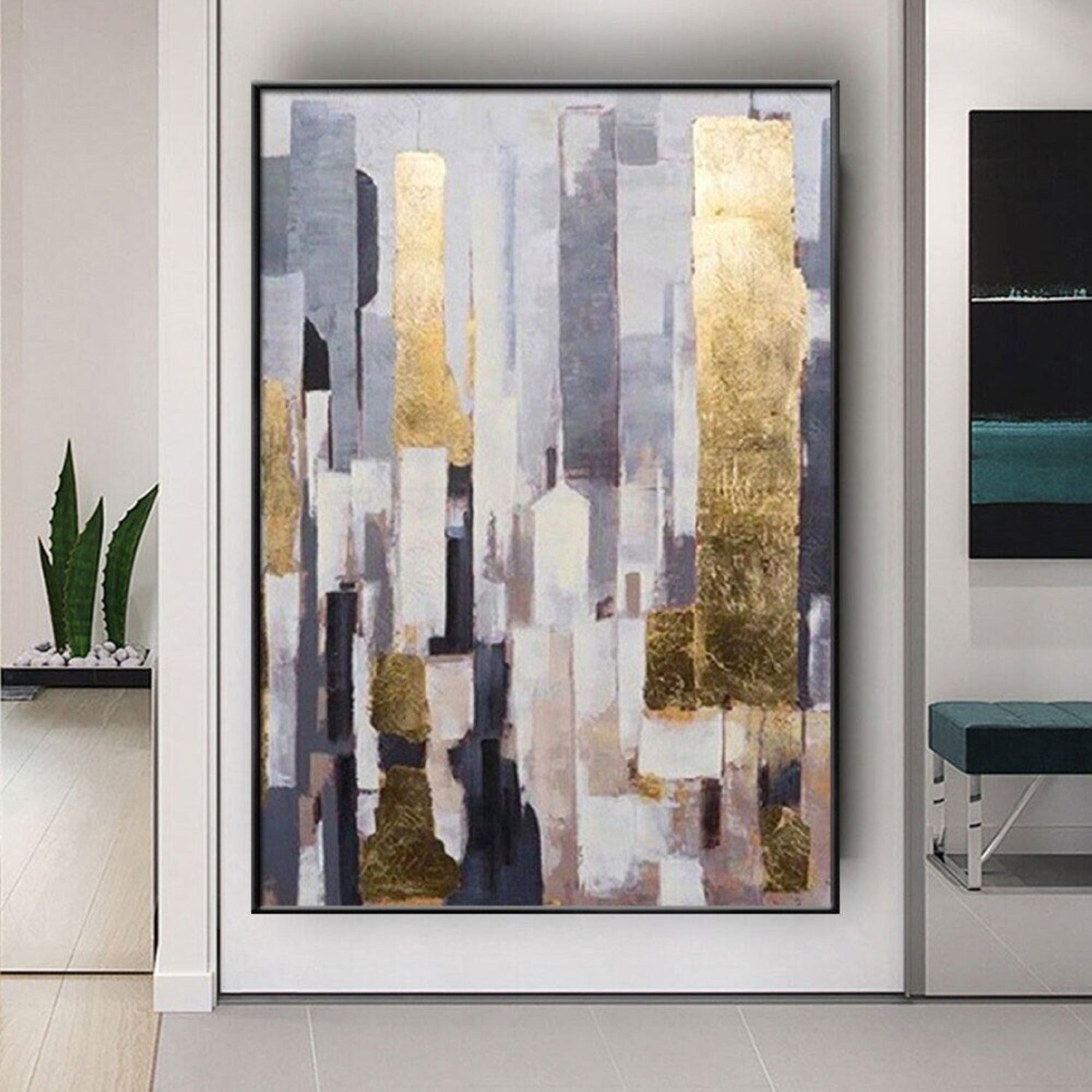 Abstract Cityscape Hand Painted Home Wall Decor