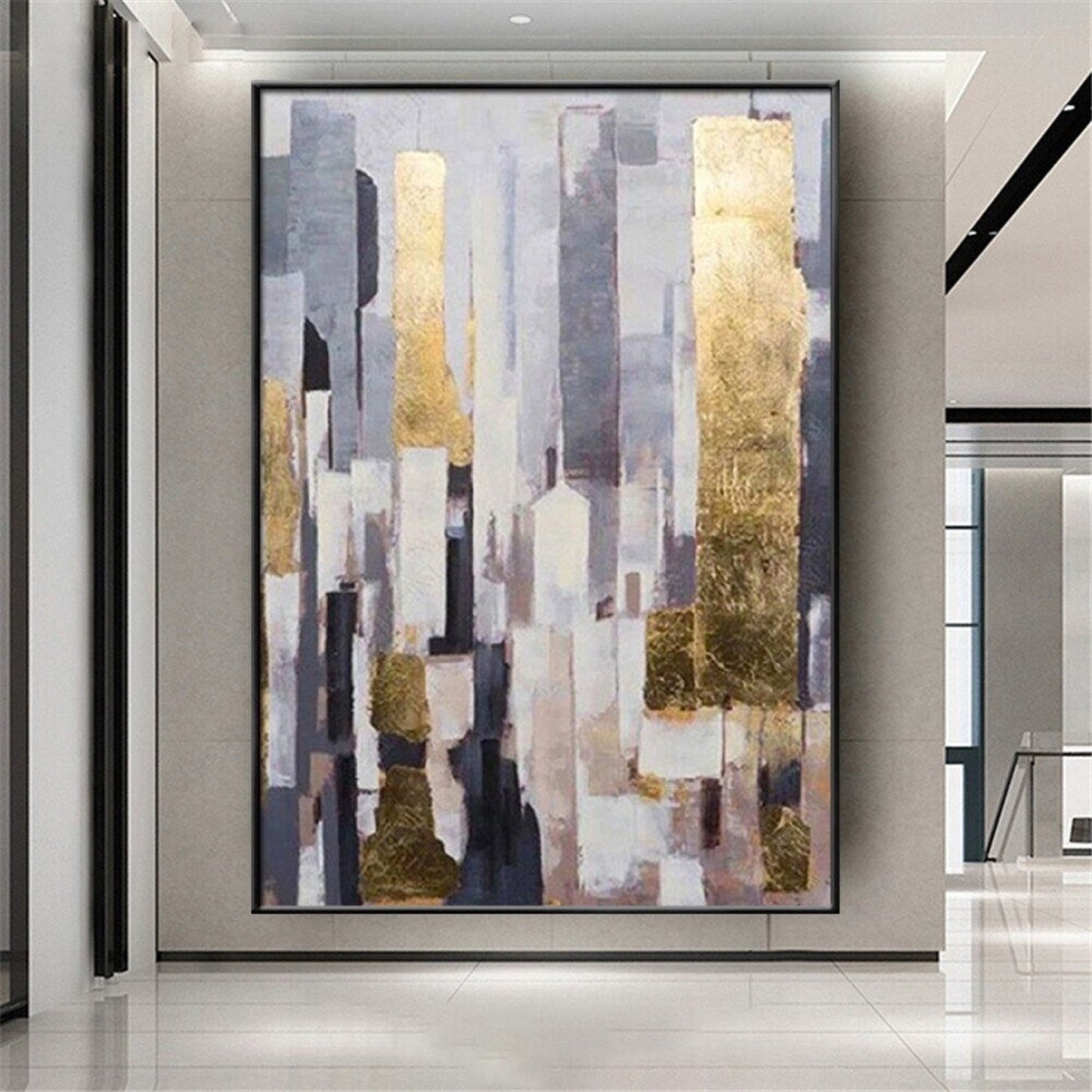 Abstract Cityscape Hand Painted Home Wall Decor