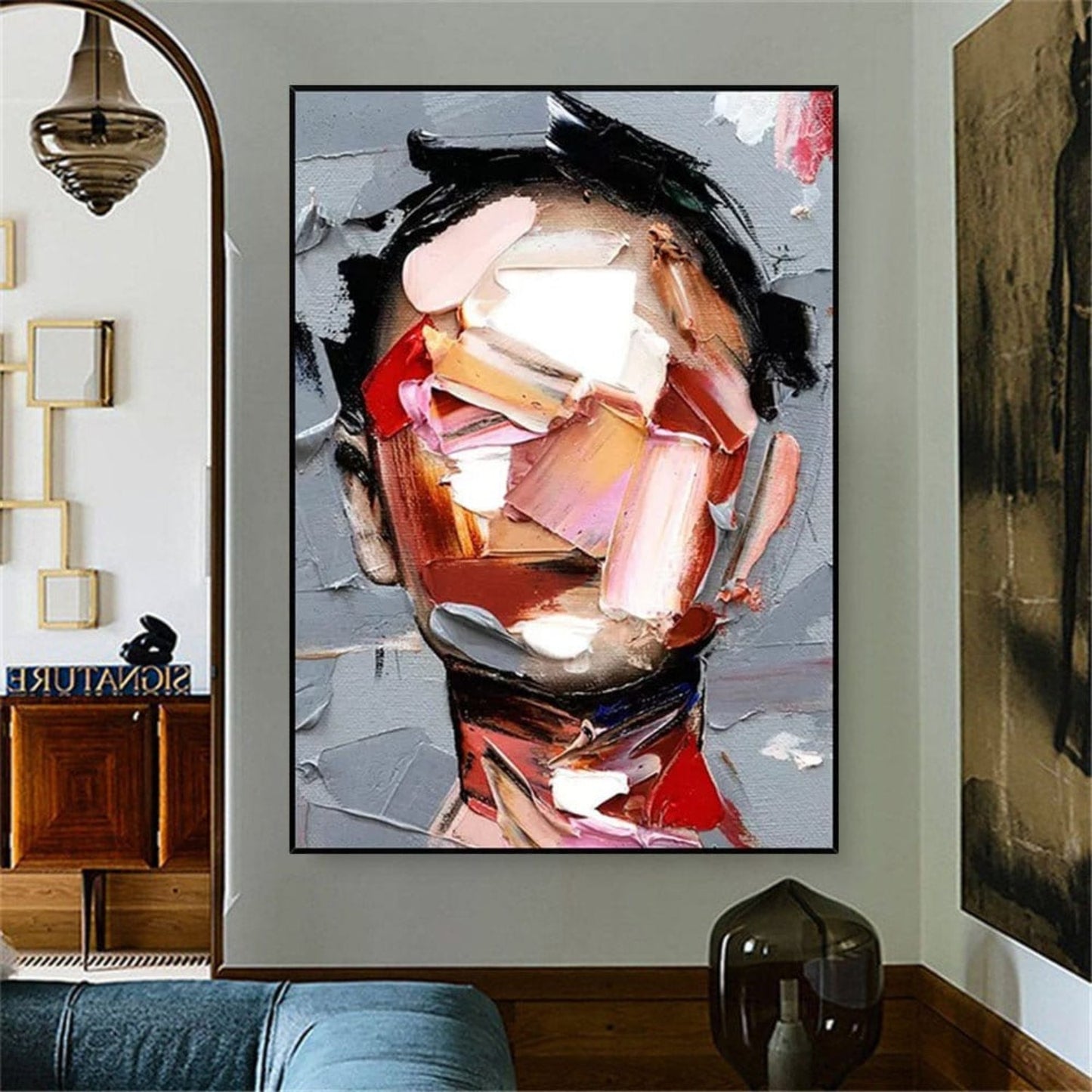 Palette Knife 100% Hand Painted Facial Wall Art