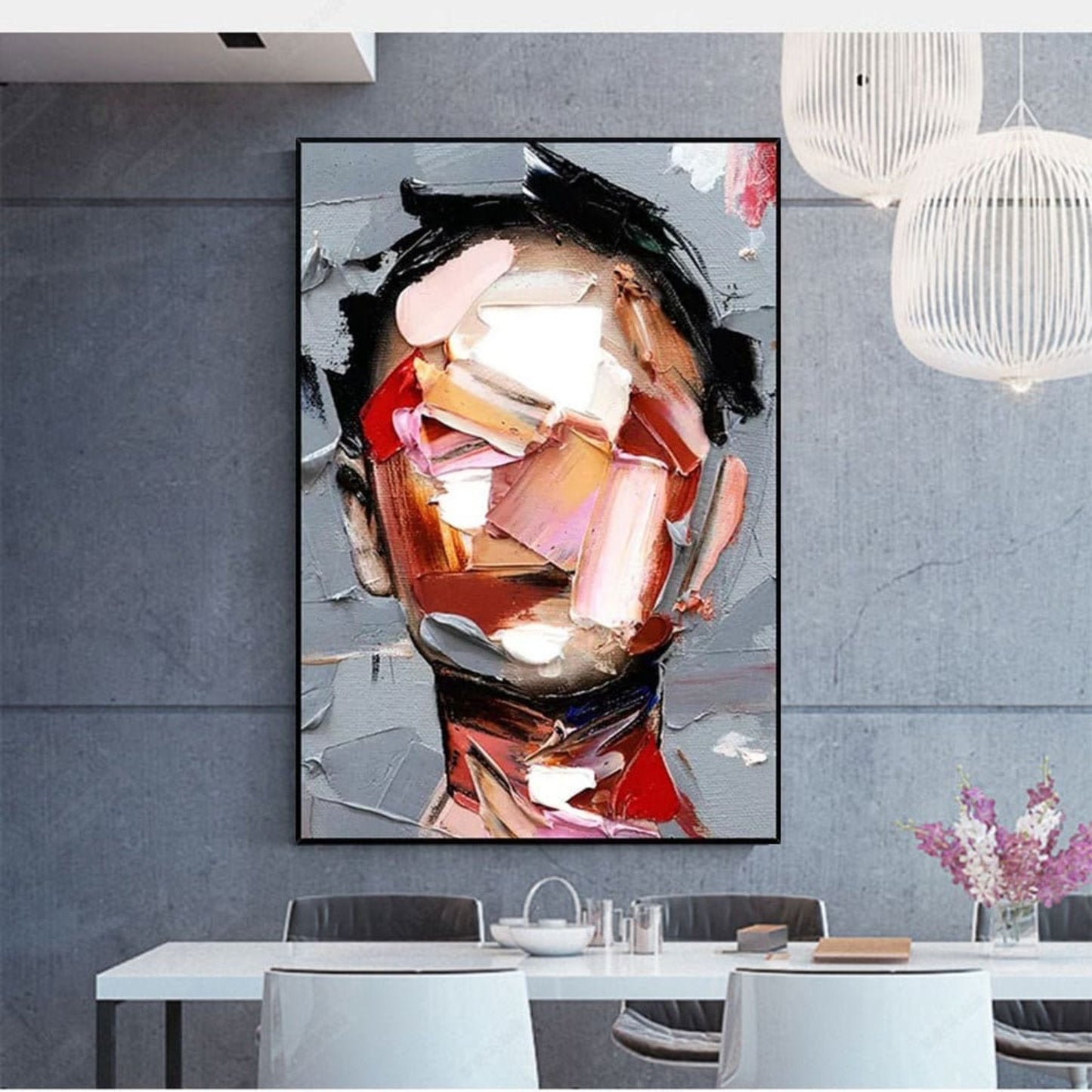 Palette Knife 100% Hand Painted Facial Wall Art