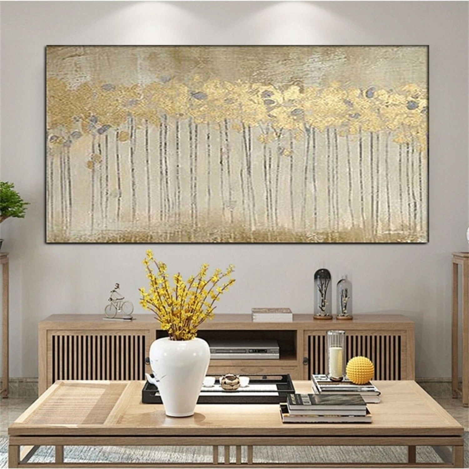 Abstract Gold Foil Tree 100% Hand Painted Wall Art